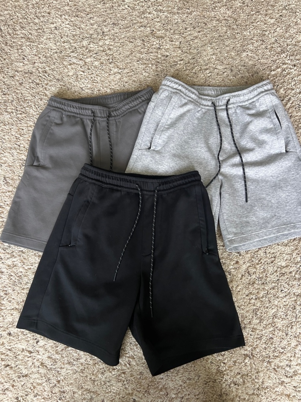 American Eagle Outfitters Men's Athletic Shorts Pack - Black, Gray, Charcoal